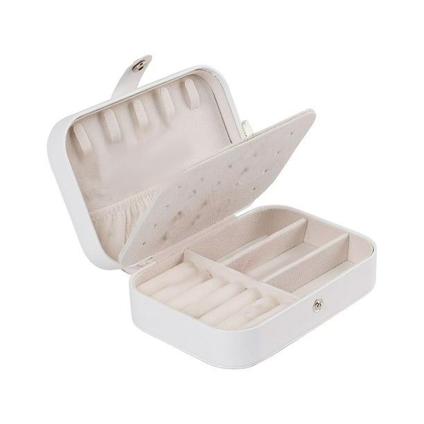 Organizador de joyas,Caja organizadora de joyas de cuero PU de doble capa,Estuche de almacenamiento de viaje portátil multifunción pequeño,Soporte de exhibición Liviano Regalo de gran Hugo Organizador de joyas
