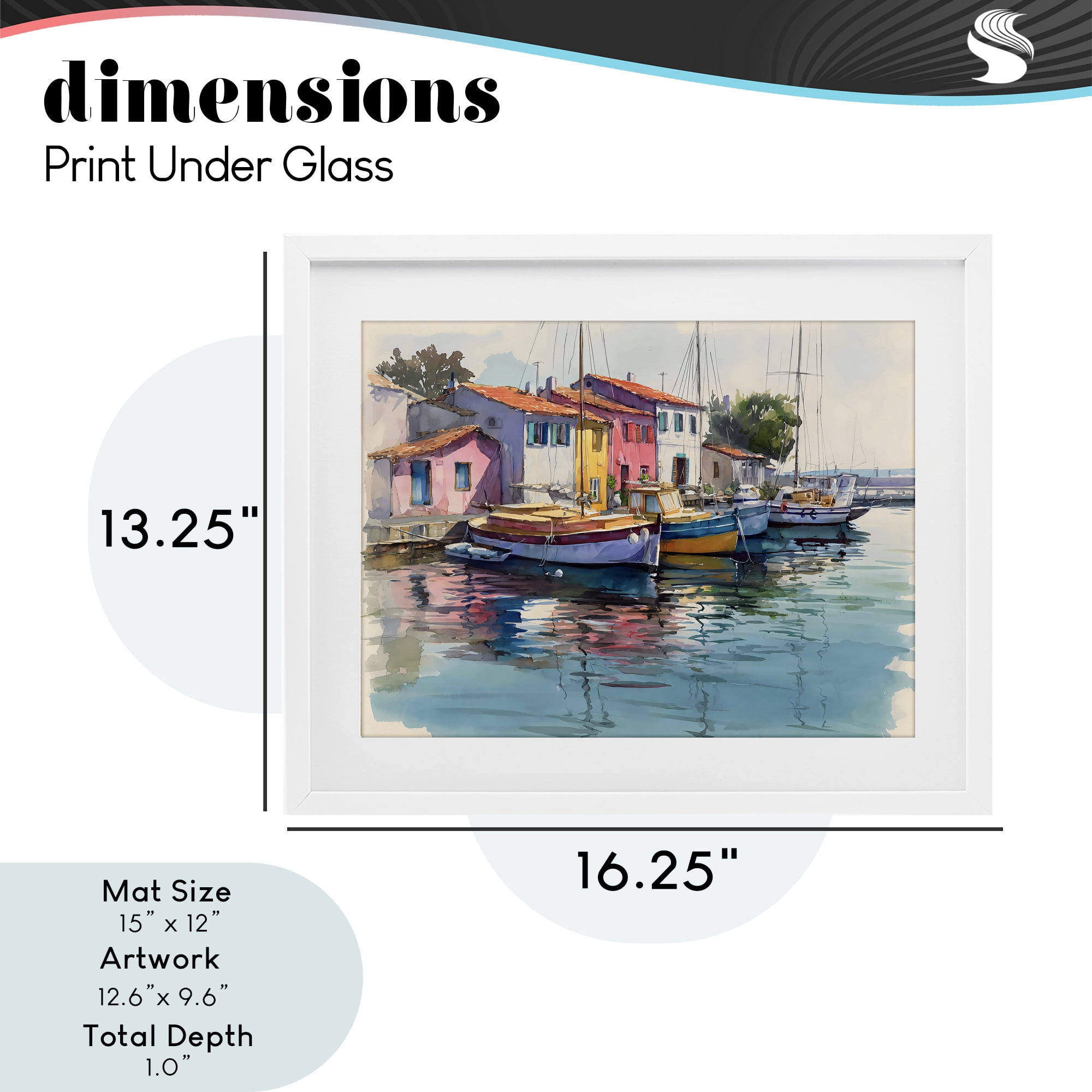 Stupell Industries Colorful Docks Harbor White Framed Print Under Glass, design by Franklyn Gregory
