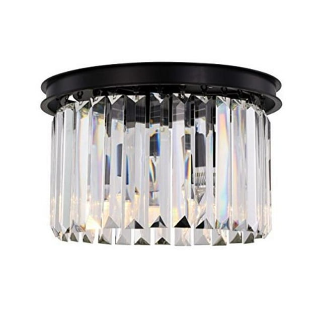 Urban Classic 1238F16MB-RC Sydney 3 Light Flush Mount Royal Cut Crystals - Matte Black