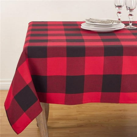 

SARO 9025.R70S 70 in. Square Buffalo Plaid Check Pattern Design Cotton Tablecloth Red