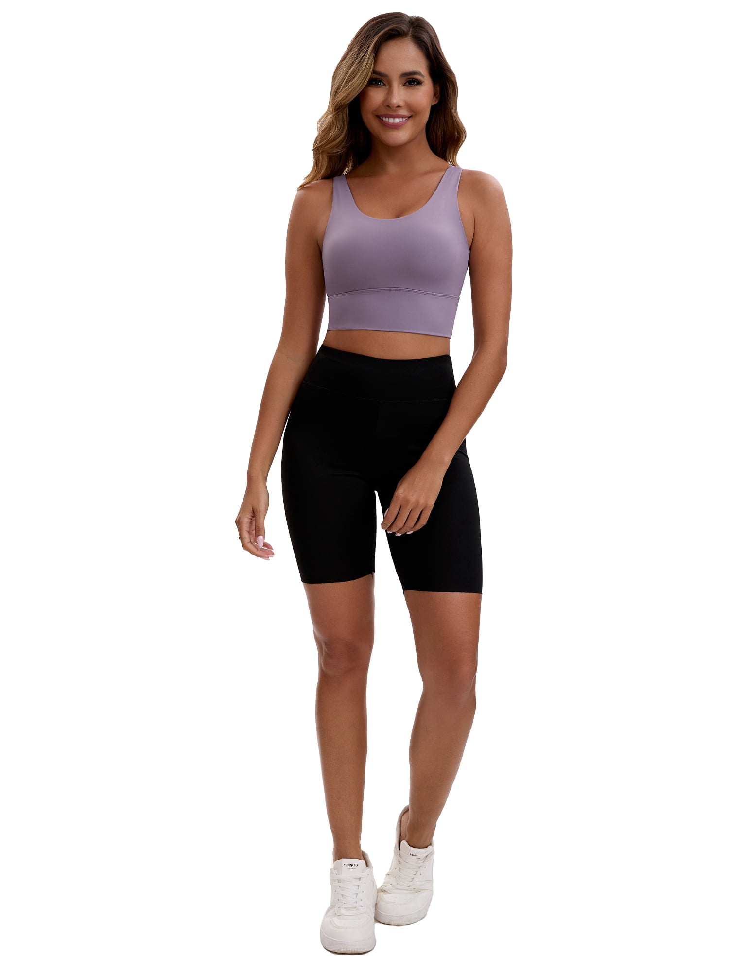 Unique Bargains Women's V Back Wide Straps Sports Bra M Purple