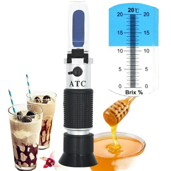 Handheld Sugar Refractometer Honey Fruit Sugar Solution Brix 0-20% Optical Concentration Sugar Measuring Instrument With ATC ,Reliable & Consistent Readings