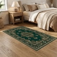 thumbnail image 2 of ODIKA 5'x7' Ultra-Soft Area Rug, Vintage Distressed Sage Ornamental Border Interlocking Chartreuse None Washable, Bare feet friendly, Silk-Touch for Bedroom Home office, 2 of 7
