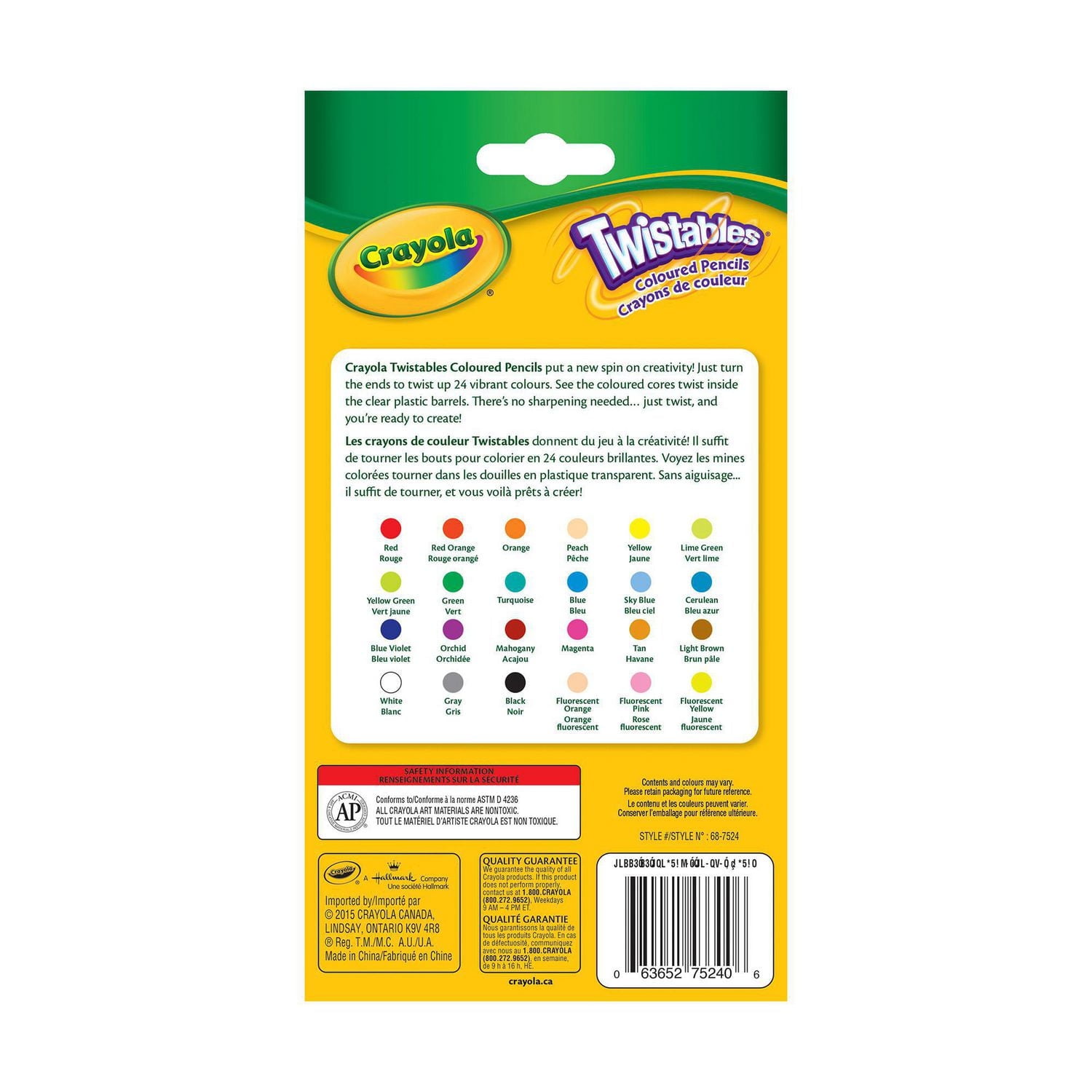Crayola Twistables Coloured Pencils, 24 Count, 24 Twistable Coloured Pencils