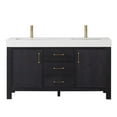 thumbnail image 2 of Leon 60" Double Bathroom Vanity in Fir Wood Black w/Lightning White Composite, 2 of 17