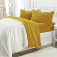 thumbnail image 3 of Great Bay Home Solid Velvet Plush Warm and Cozy Fleece Sheet Set (Full, Marigold), 3 of 5