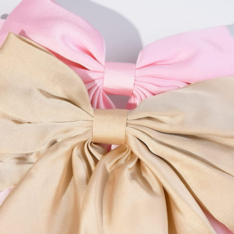 2PCS Large Hair Bows for Women Pink Hair Bows Ribbon Silky Satin