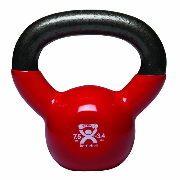Kettlebell CanDo de 3,4 kg con recubrimiento de vinilo rojo