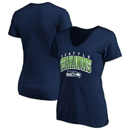Women's Fanatics Branded College Navy Seattle Seahawks Faded Arch V-Neck T-Shirt