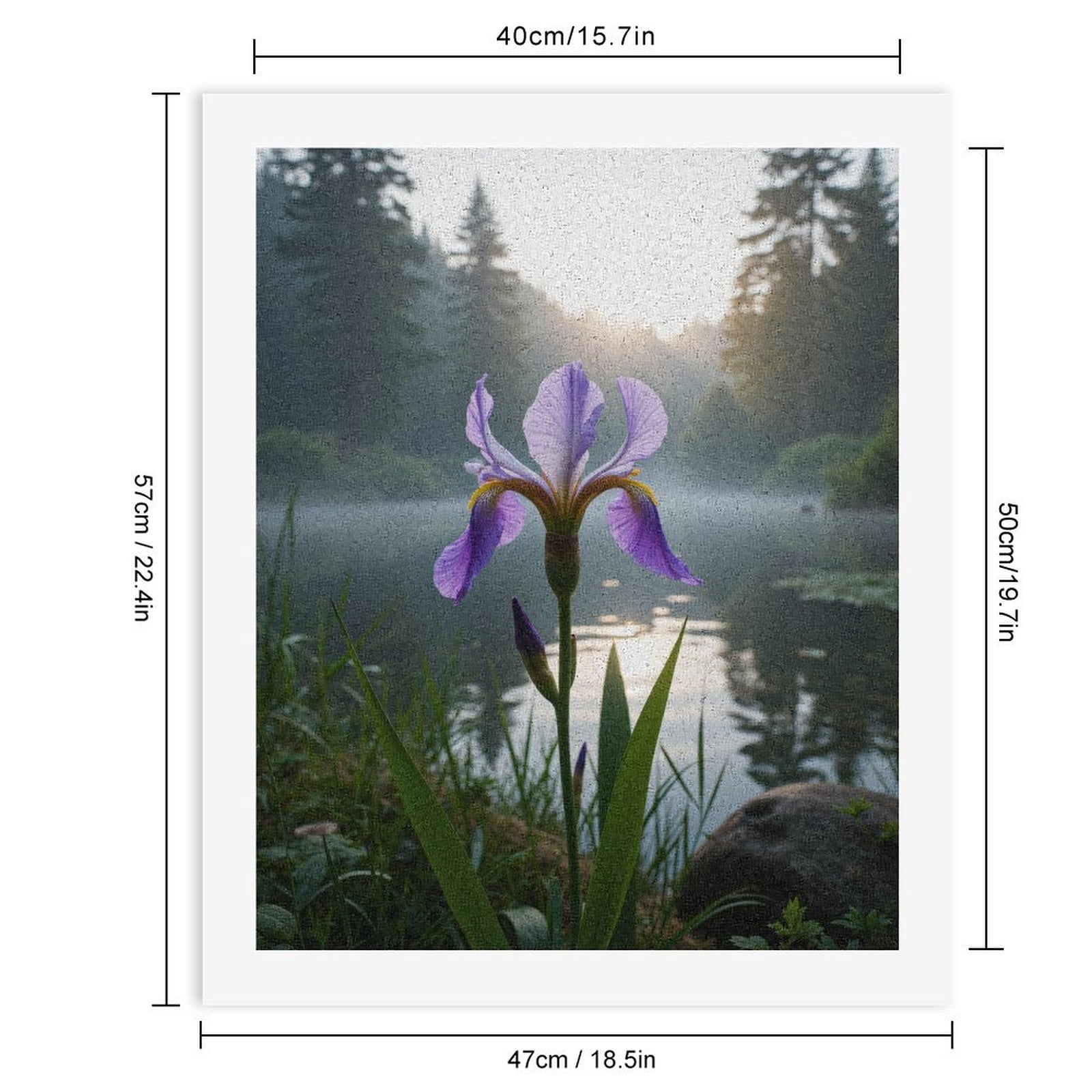 Paint By Numbers Kit for Adults Beginner - DIY Purple Iris Misty Lake Sunrise Canvas Painting Kits for Adults, Frameless Paint By Number for Adults for Home Wall Decor 16x20 Inch