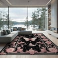 thumbnail image 2 of ODIKA 8'x10' Washable Area Rug Gothic Moth Vintage Butterfly Damask Shaped Pink Print Goth Ornate for Living Room, Under Sectional, Family , Durable, Non-Slip, 2 of 7