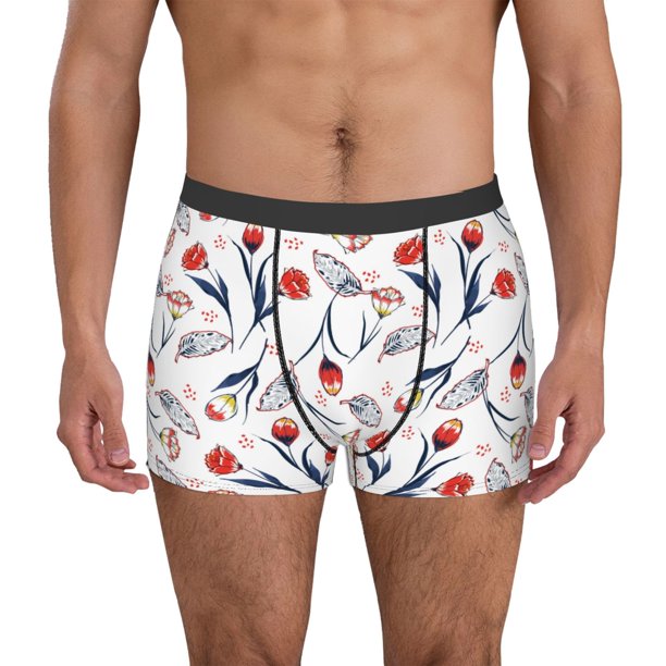 Fotbe Tulips Flowers Calzoncillos Tipo Boxer con Bolsa de Soporte Total para Hombre, X-Temp Fresco, Transpirable y de Secado Rápido-Large