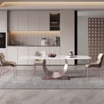 thumbnail image 4 of POVISON 71"Modern Luxe White Dining Table for 6 with Sintered Stone Tabletop, Crescent Moon Shape, Carbon Steel Legs, 4 of 10