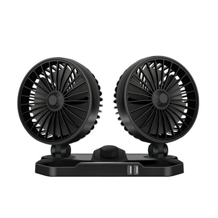

Mini Electric Fan Dual USB Double Head Rotating Adjustable Fan for Vehicles