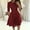 Wine Red, variant on MORTTIC Women's Crew Neck Zip-Front A-Line Half Sleeve Casual Midi Dress with Belt Pockets and Pleated Detail Pink，S