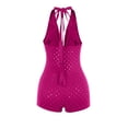 thumbnail image 6 of Women's Halter Deep V Neck Backless Polka Dot Romper Bodycon Short Party Jumpsuit Outfit, 6 of 7