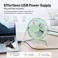 thumbnail image 5 of 4-inch Mini Metal Fan USB Desk Fan Small Personal Air Circulator Fan Portable Electric Table Desktop Fan Rechargeable Travel Fans for Camping Office Room Outdoor Green, 5 of 8