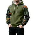 thumbnail image 4 of Pullover Hooded Sweatshirt with Camouflage Patterned Sleeves Drawstring Hood and Front Kangaroo Pocket for Everyday Wear Green L, 4 of 5