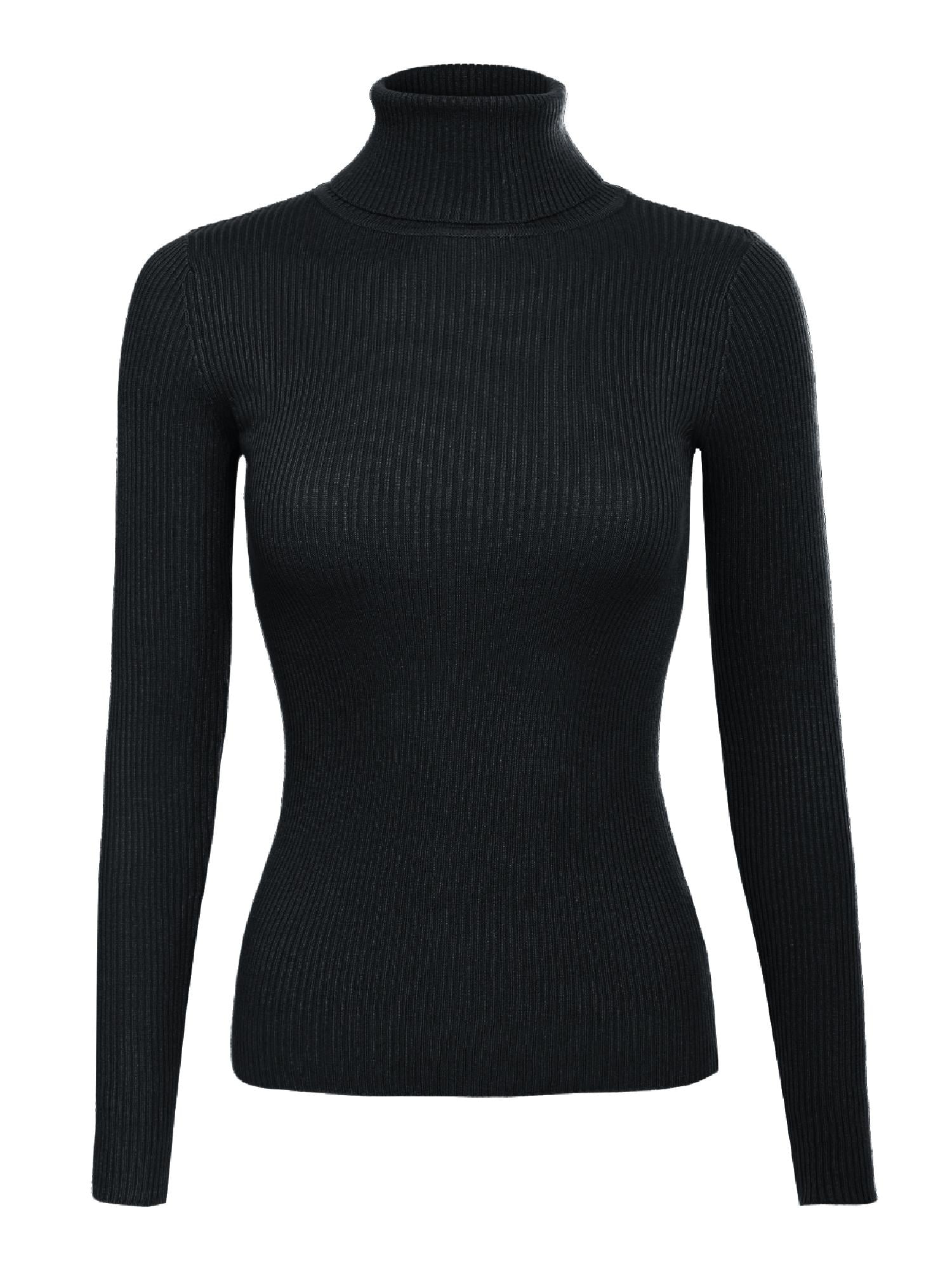 Made by Olivia Women's Solid Long Sleeve Turtleneck Slim Fit Ultra ...