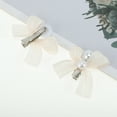 thumbnail image 3 of Unique Bargains 2 Pcs Hair Clip Grace Pearl Bow Duckbill Clip White, 3 of 5