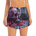 thumbnail image 2 of KLL Gothic Red Skull Cemetery Pattern Shorts Women,Athletic Shorts High Waisted Running Shorts Pocket Sporty Short Gym Elastic Workout Shorts-Large, 2 of 7