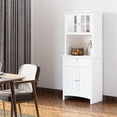 thumbnail image 4 of White Buffet With - Kitchen Pantry, Drawer, Microwave Compartment, Style White, Multi-functional, Space, Adjustable, 4 of 6