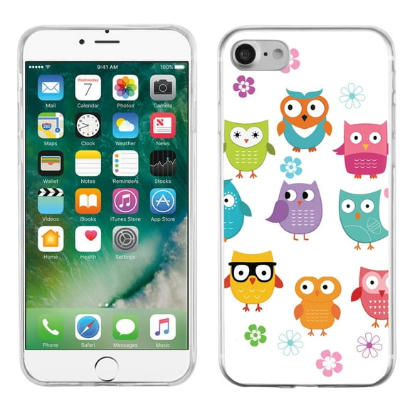 One Tough Shield ® Slim-Fit Premium TPU Gel Phone Case for Apple iPhone 7 - Happy Owl
