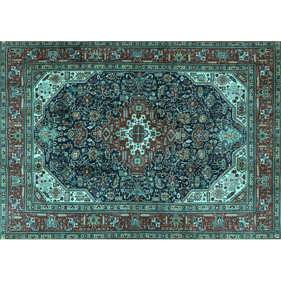 Ahgly Company Indoor Rectangle Medallion Light Blue Traditional Area Rugs, 5' x 7'