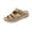 Khaki, variant on Platform Slide Sandals For Women Matte Faux Leather Three Wide Instep Straps Tortoise Shell Round Buckle Open Toe Slip On Wedge Slide Footwear