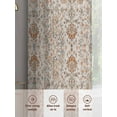 thumbnail image 5 of Boho Vintage Sheer Curtains 45 inches Long 2 Panels Set Tribal Style Flowers Tiers Sheers Rod Pocket Small Window Short Curtains for Kitchen Cafe, Each 52" W x 45" L, 5 of 7