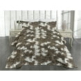 thumbnail image 2 of Ambesonne Tropical Quilted Coverlet 3 Pcs, Earthy Exotic Pattern Leaf, Queen Size, Dark Taupe White, 2 of 4