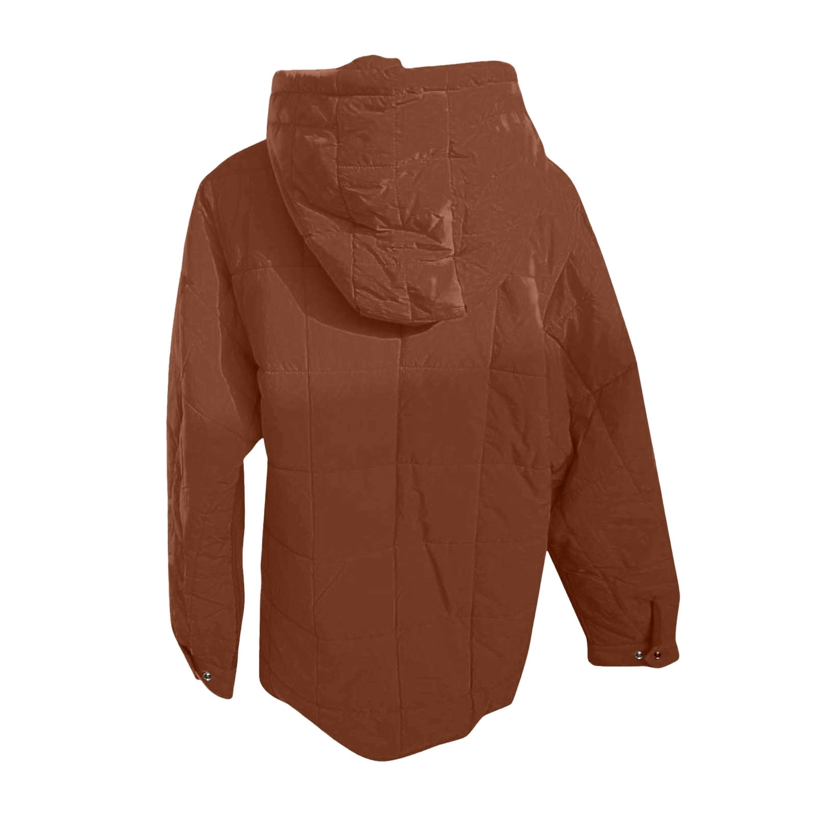 GEWSEY Quilted Puffer Jacket Womens with Hood Packable Pullover Jacket Lightweight Oversized Winter Warm Padded Coats (Brown, XXL)