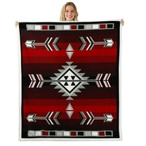 Rustic Western Throw Blanket Southwestern Aztec Sherpa Blanket Twin 60"X80" For Men,Farmhouse Bohemian Geometric Fleece Blanket American Lightweight Flannel Blanket