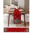 thumbnail image 3 of Red Christmas Tree Burlap-Cotton Table Runner 90 Inches Long,Green Xmas Tree Snowflake Farmhouse Table Runners,Outdoor Dining Tablecloths Decor for Baby Shower Party Wedding 13x90, 3 of 9