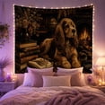 thumbnail image 2 of Golden-Brown Dog by Fireplace with Books and Dried Flowers, Cozy Vintage for Dog Lovers Still Life Animal Art, Housewarming Gift Tapestry Wall Hanging for Living Room and Den, 2 of 7