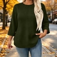 thumbnail image 4 of SuTry Plus Size Women's Sweatshirt Crew Neck 3/4 Sleeve Quilted Pullover with Curved Hem for Casual Fall Days and Cozy Lounging, 4 of 8