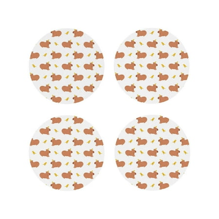 

Leather Coasters with Heat-resistant for Drinks Bird Capybaras Print -标题2 Round Shape