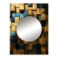 thumbnail image 2 of Designart "Abstract Geometric Grunge Gold Cubes II" Abstract Geometric Mirror Wall Decor - Modern Gold Abstract Mirror Wall Art For Entryway - 32" x 24" Inch, 2 of 5