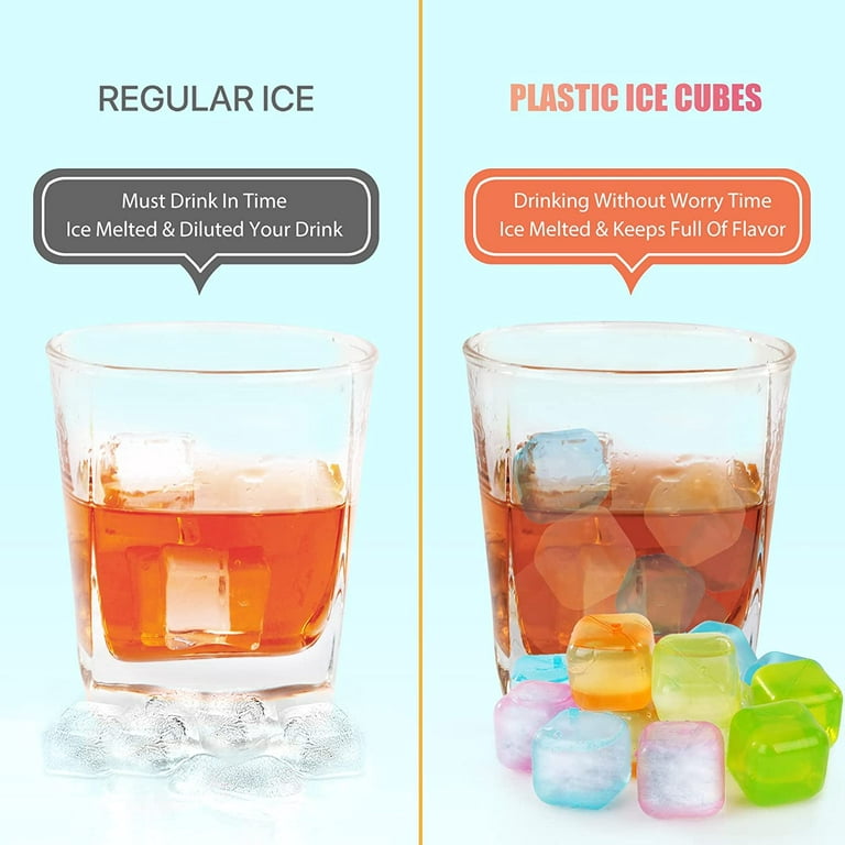Reusable Ice Cube with Lid and Bin, Plastic Ice Cubes Round for Drinks BPA  Free, Refreezable Ice Balls for Whiskey, Vodka, Coffee, Beer or Wine 