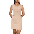 thumbnail image 2 of qolati Cocktail Dresses for Women Short Bodycon Dress Summer 2025 Crewneck Sleeveless Trendy Tight Fitted Wedding Guest Going Out Dresses, 2 of 7