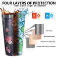 thumbnail image 3 of 16oz Tumblers Pioneer Flower Floral Print Pattern Stainless Steel Vacuum Insulated Double Wall Travel Tumbler Cups Mug with Lid and Straw,Cleaning Brush for Coffee,Tea, 3 of 4