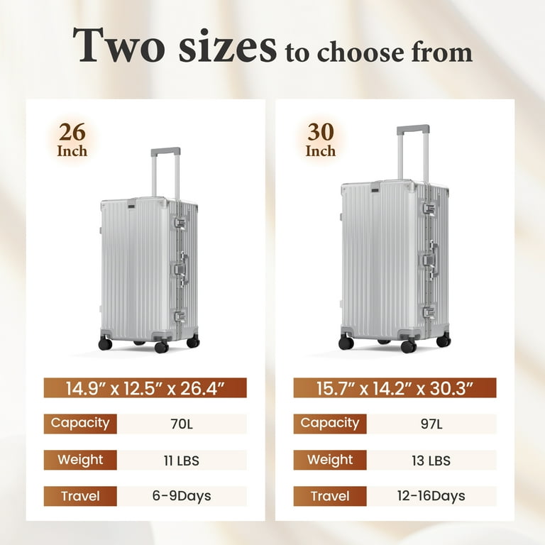 MF Studio 24 Inch Checked Trunk Luggage, Lightweight Zipperless PC