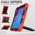 thumbnail image 6 of Lenovo Tab M10 HD 2nd Gen 10.1 Inch 2020 Case TB-X306F / TB-X306X with Pencil Holder + Built-in Kickstand + 360° Rotating Handle + Screen Protector Film, 3 Layer Rugged Heavy Duty Case, Black+Red, 6 of 9