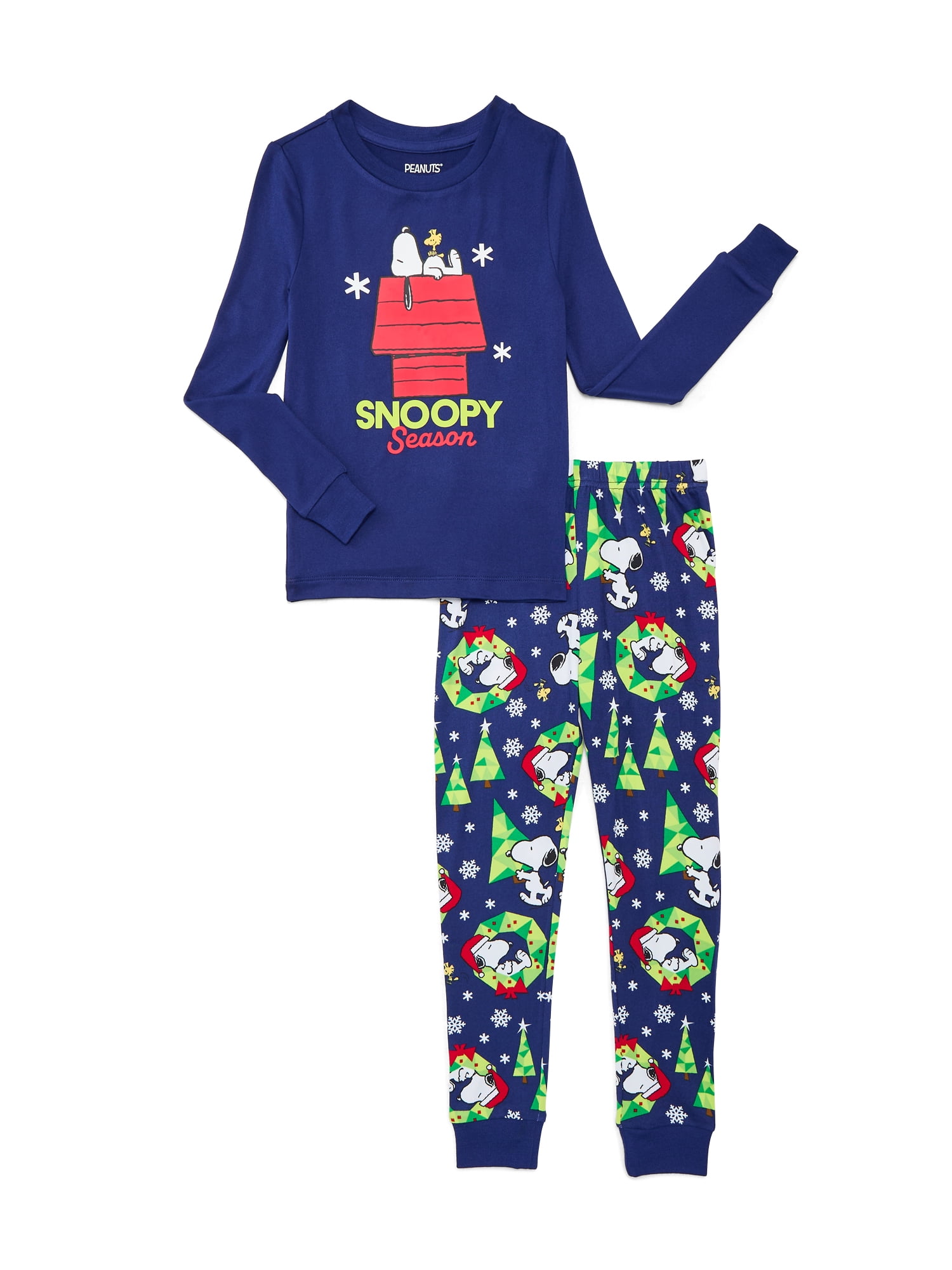 Peanuts Snoopy Unisex Kids Matching Family Pajamas Top and Pants Set, 2-Piece, Sizes 6-12