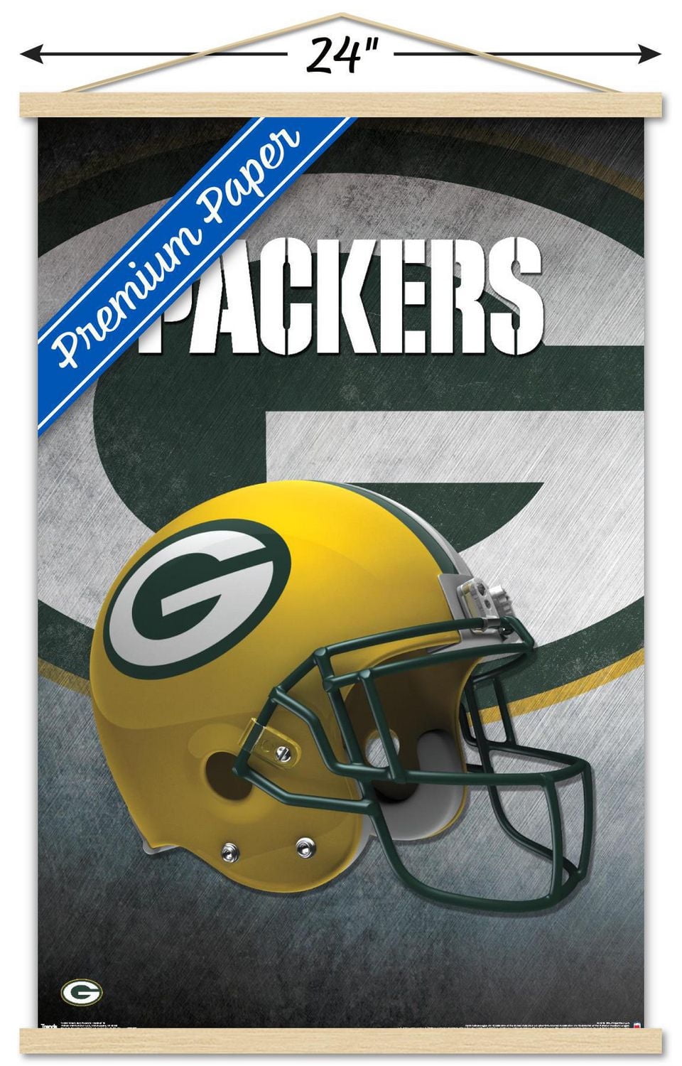 NFL Green Bay Packers - Helmet 16 Wall Poster, 22.375" x 34" Framed