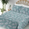 thumbnail image 3 of Ambesonne Dreamy Floral Fitted & Flat Sheet with Sham 3 Pcs Set, Traditional Flower, Twin, Cadet Blue Pastel Pink, 3 of 5