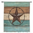 thumbnail image 2 of Vintage Teal Semi Sheer Curtains Drapes for Living Room, Bedroom, French Doors Window 63 Inches Long, Brown Western Texas Barn Star Wood Grain Rod Pocket Chiffon Curtain Drapery Voile Drape Panel, 2 of 6