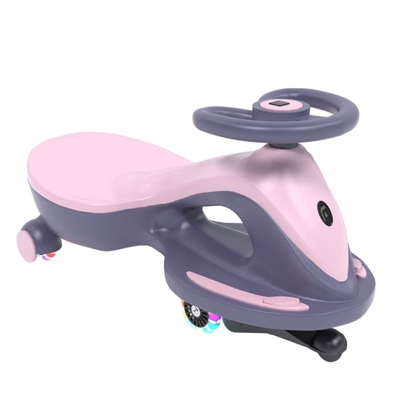 Electric Wiggle Car with Pedal, Rechargeable Battery,2 in 1 Swing Car, 2 Speed, Anti-Rollover, Flashing Wheels, for Ages 3 and Up (Pink)