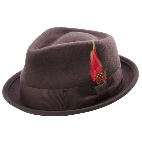 Montique Men's Brown Bogart Stingy Brim Fine Wool Felt Teardrop Dent Hat H-54