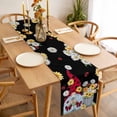 thumbnail image 3 of Black Gnomes Daisy Table Runner - 60 Inch Long, Kitchen Dining Table Runner Dresser Scarves, Pastoral Country Garden Floral Farmhouse Decor for Coffee Tables Wedding Party Banquet, 3 of 8